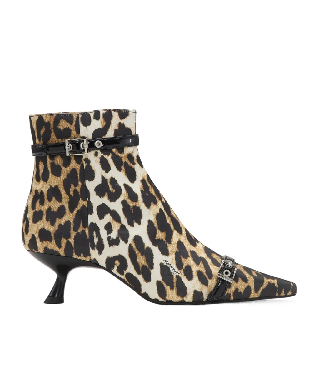 Leopard Print Pointed-Toe Ankle Boots