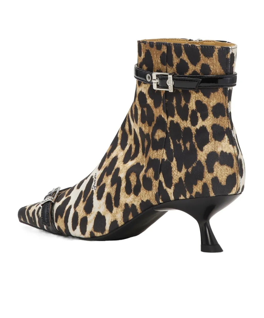 Leopard Print Pointed-Toe Ankle Boots