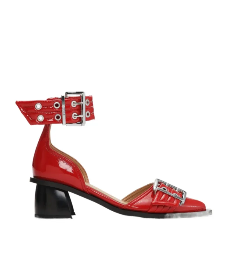Feminine Buckle Open Cut Pumps