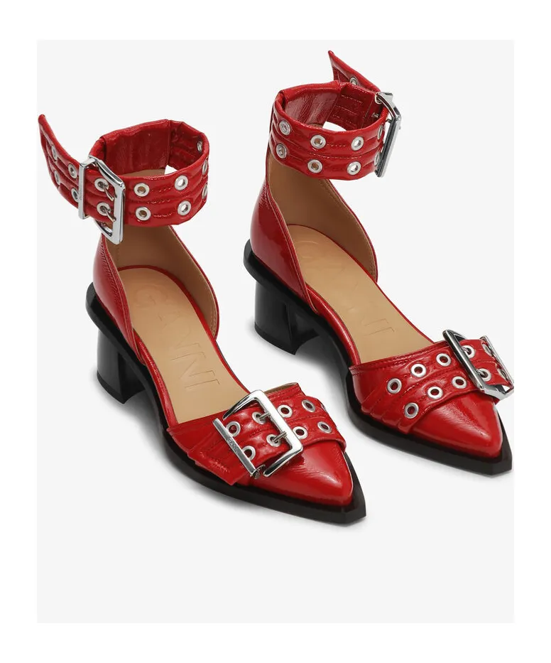 Feminine Buckle Open Cut Pumps