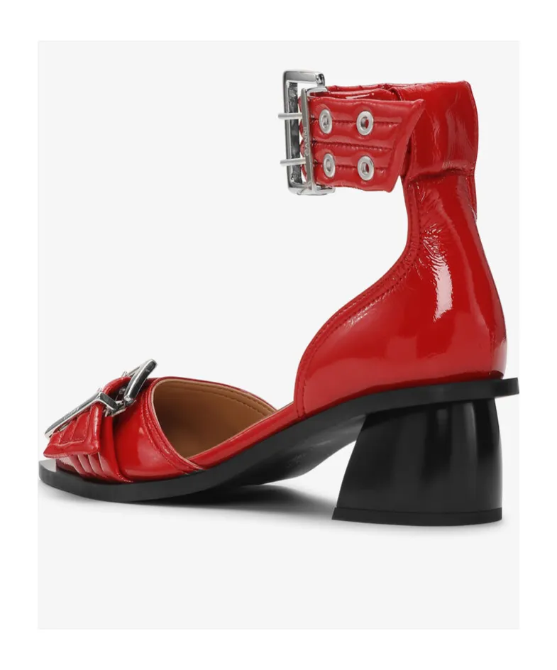 Feminine Buckle Open Cut Pumps