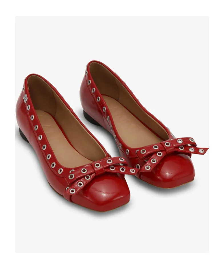 Eyelet Bow Ballerinas