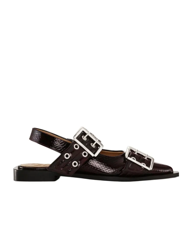 Buckle Pointed-Toe Ballet Flats