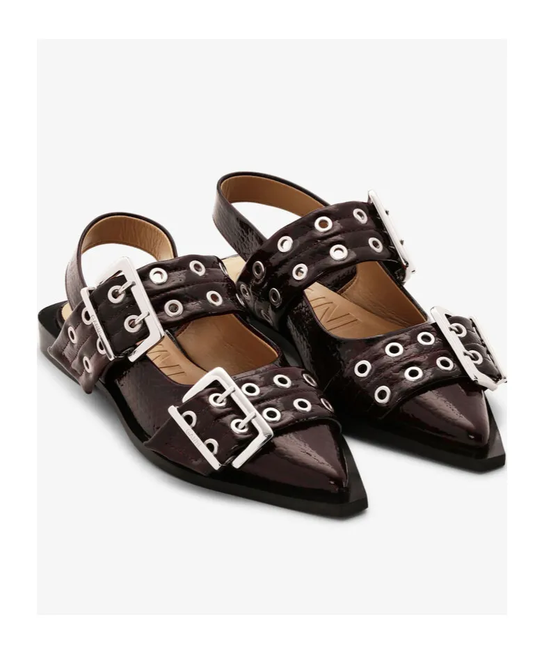 Buckle Pointed-Toe Ballet Flats