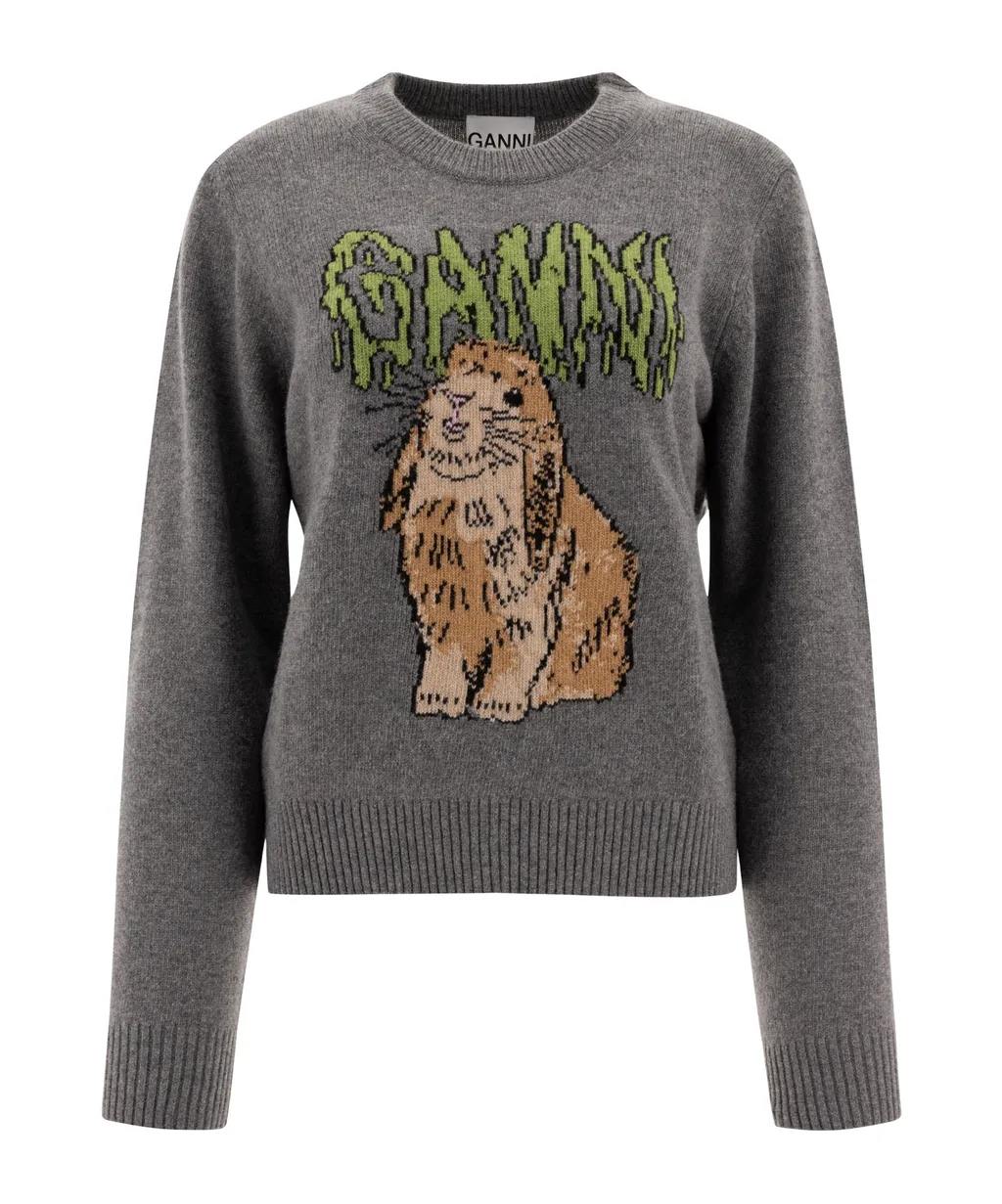 Crewneck Intarsia-Knit Jumper