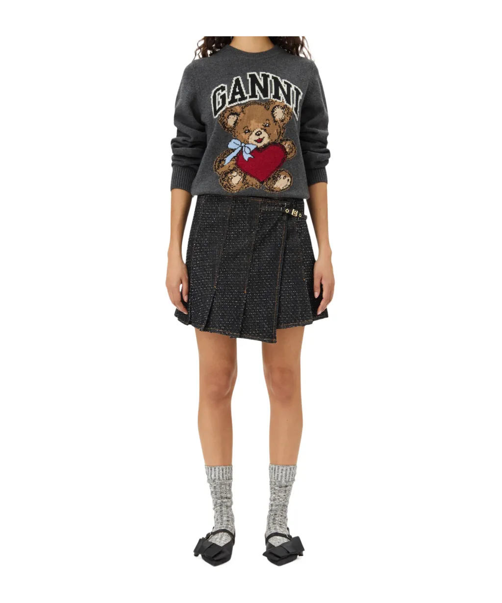 Sweater With Colorful Bear Motif