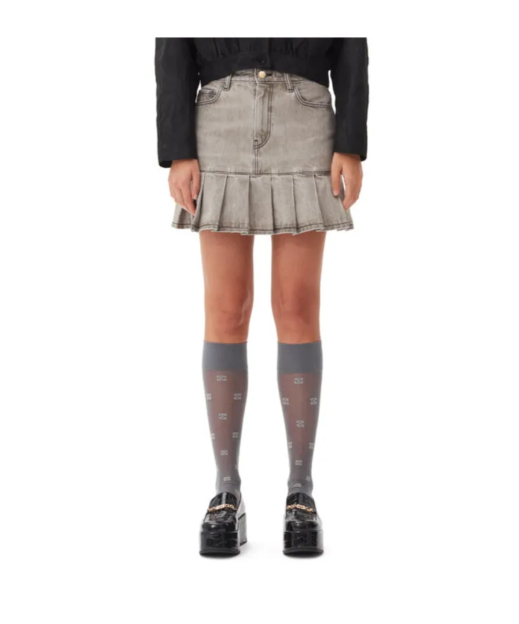Future Denim Pleated Mini Skirt