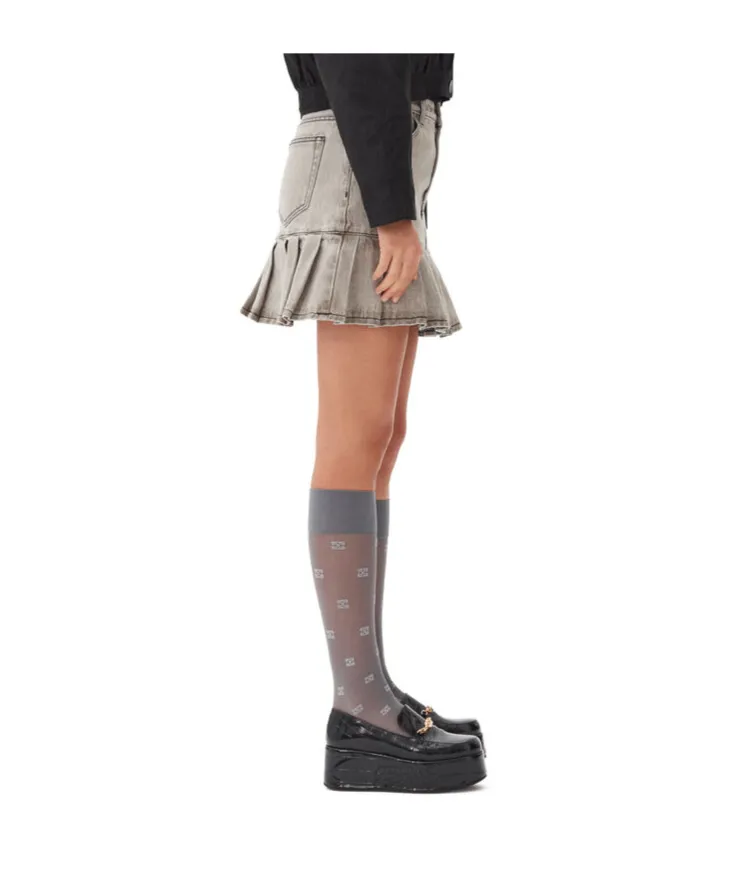 Future Denim Pleated Mini Skirt