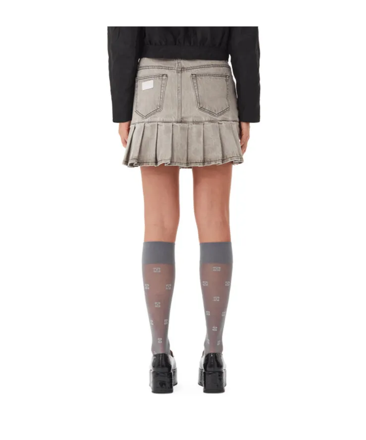 Future Denim Pleated Mini Skirt