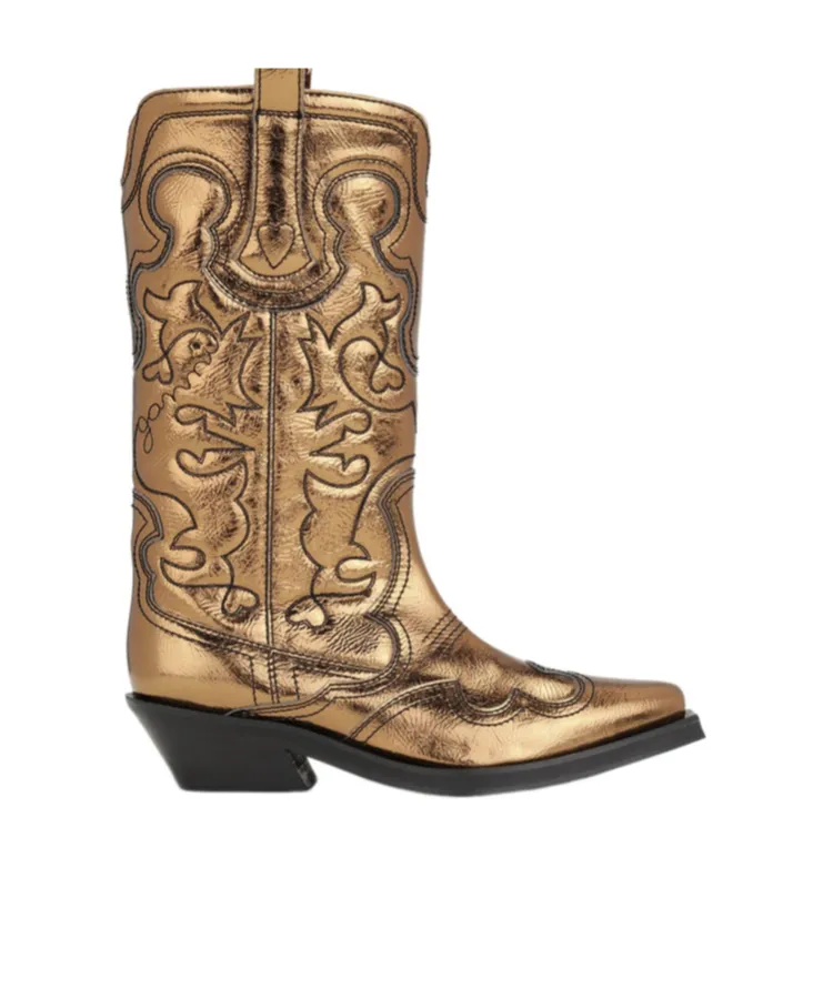 Cubsan Heel Metallic-Effect Western Boots
