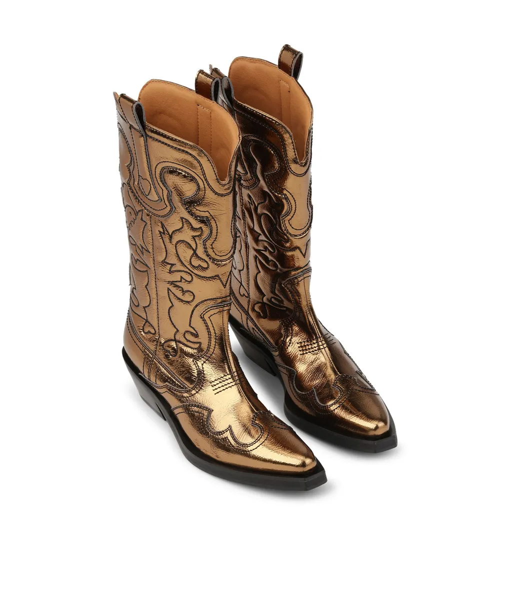 Cubsan Heel Metallic-Effect Western Boots