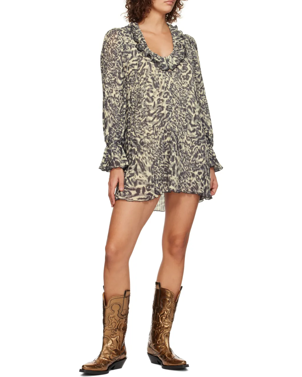 Cubsan Heel Metallic-Effect Western Boots