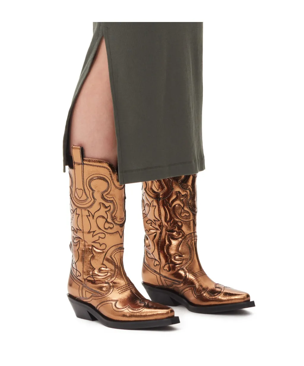 Cubsan Heel Metallic-Effect Western Boots