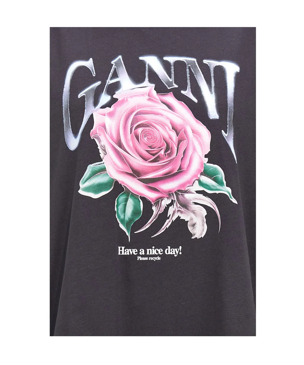 Rose Printed Long-Sleeved Sweatshirt