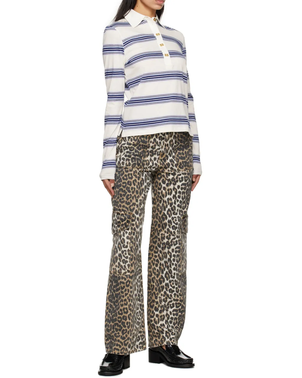 Leopard Printed Straight Leg Jeans