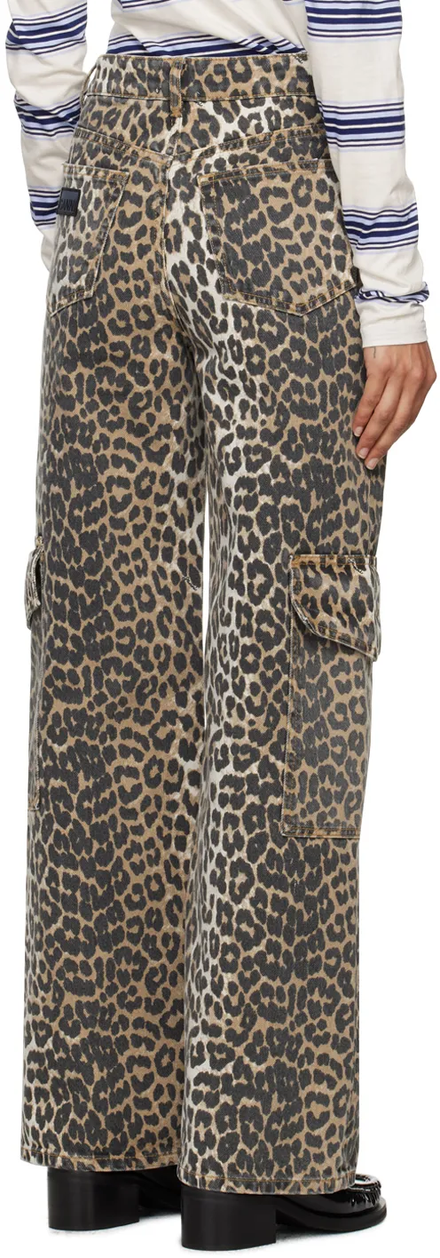 Leopard Printed Straight Leg Jeans