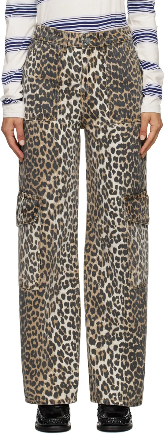 Leopard Printed Straight Leg Jeans