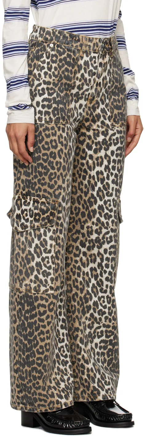 Leopard Printed Straight Leg Jeans