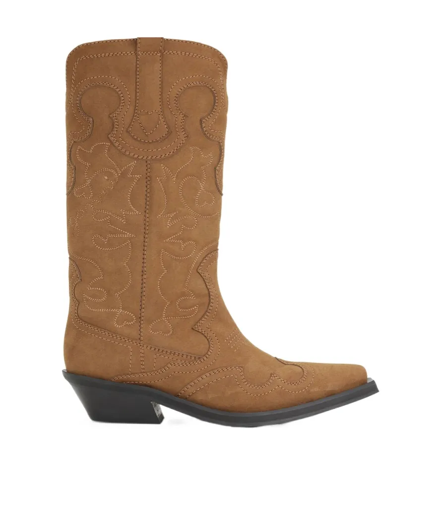 Mid Shaft Embroidered Western Boots