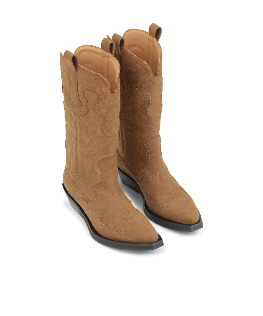 Mid Shaft Embroidered Western Boots