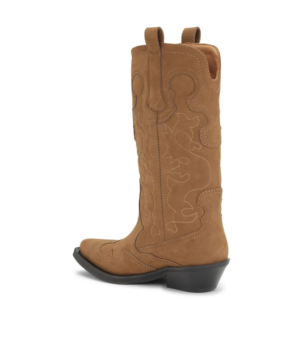 Mid Shaft Embroidered Western Boots