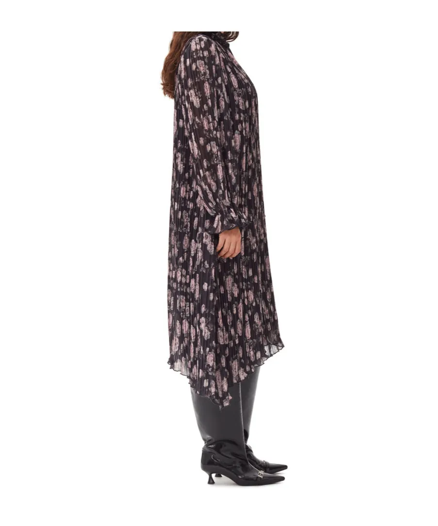 Floral Printed Pleated Georgette Midi Dress