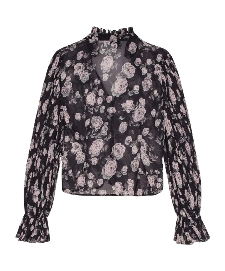 Floral Printed Pleated Georgette Blouse