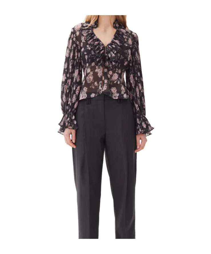 Floral Printed Pleated Georgette Blouse