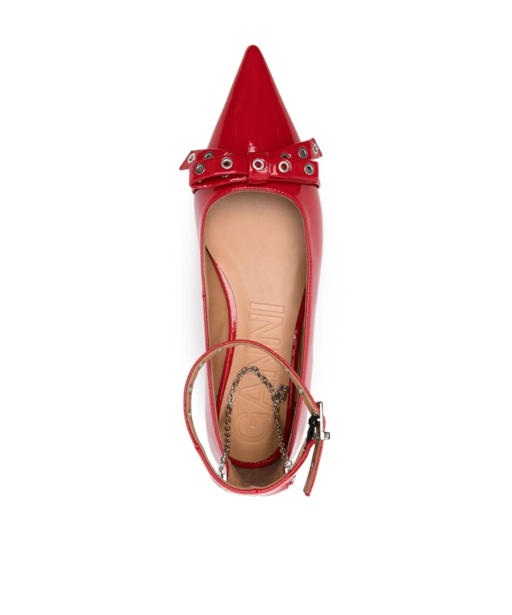 Bow-Detail Ankle Strapped Ballet Flats