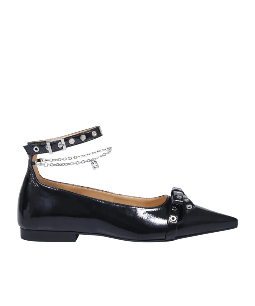 Bow-Detailed Ankle Strap Ballet Flats
