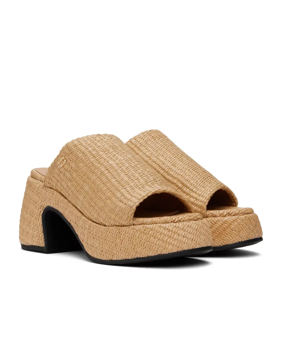 Butterfly Platform Raffia Sandals