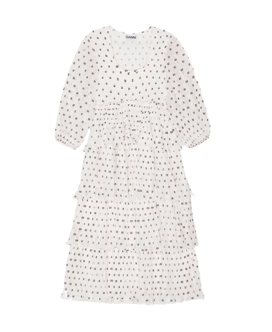 All-Over Printed Three-Quarter-Sleeved Midi Dress