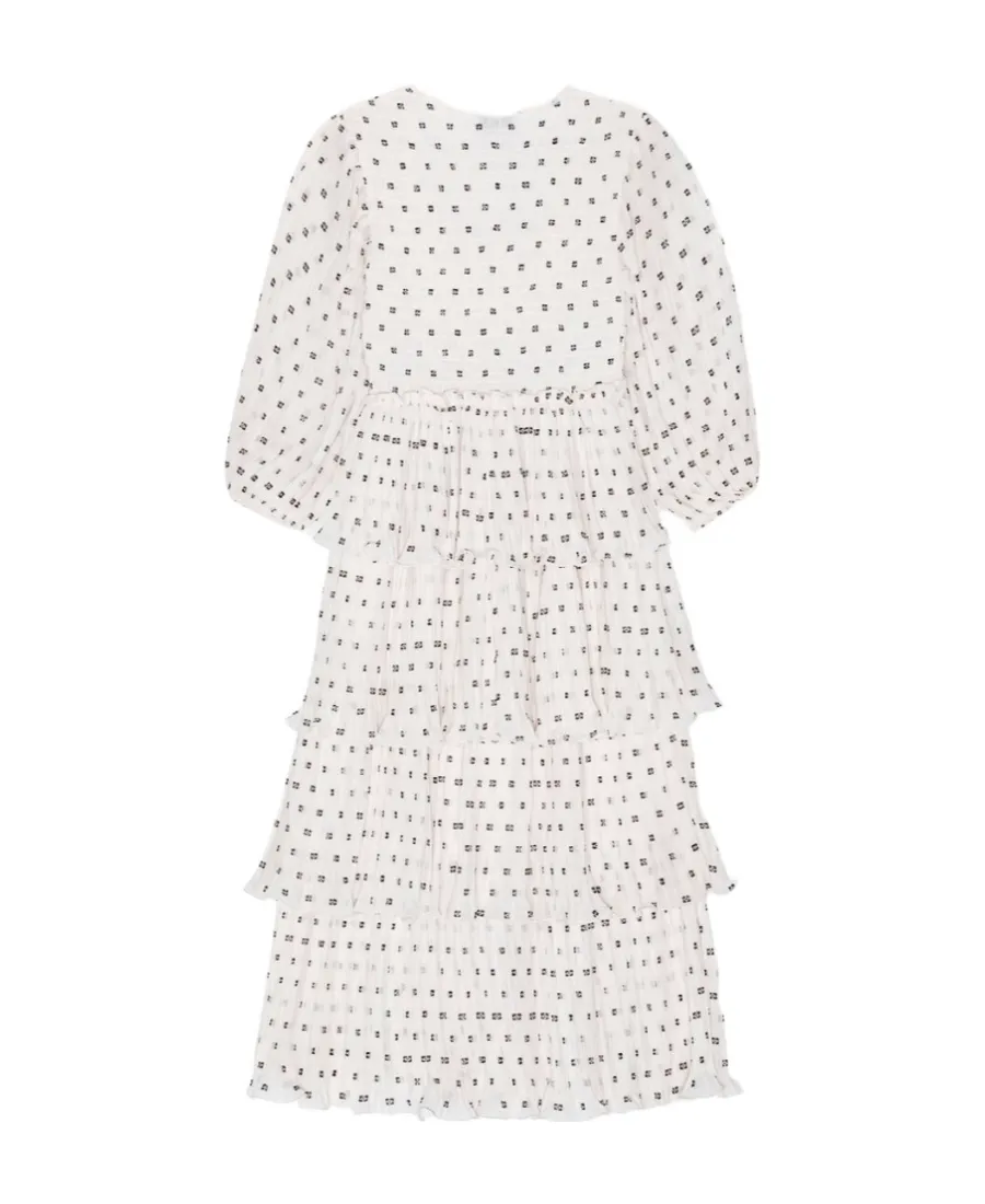 All-Over Printed Three-Quarter-Sleeved Midi Dress