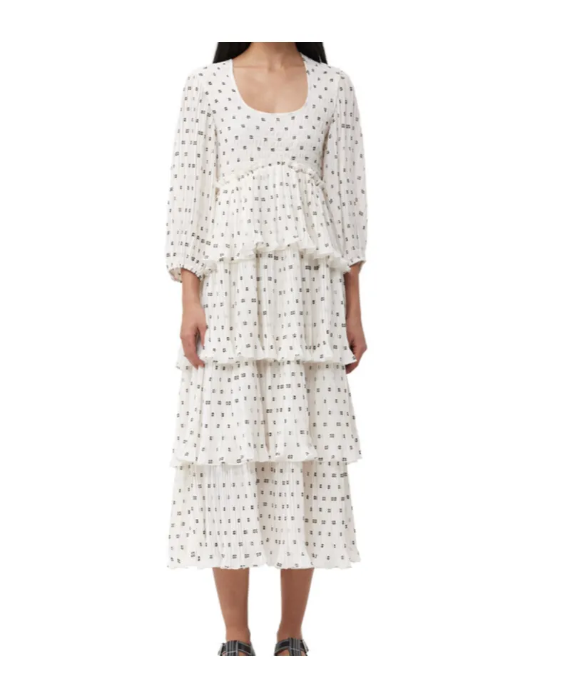 All-Over Printed Three-Quarter-Sleeved Midi Dress