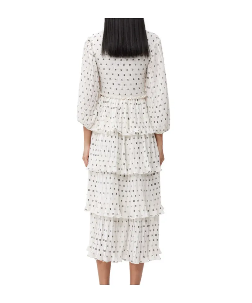 All-Over Printed Three-Quarter-Sleeved Midi Dress
