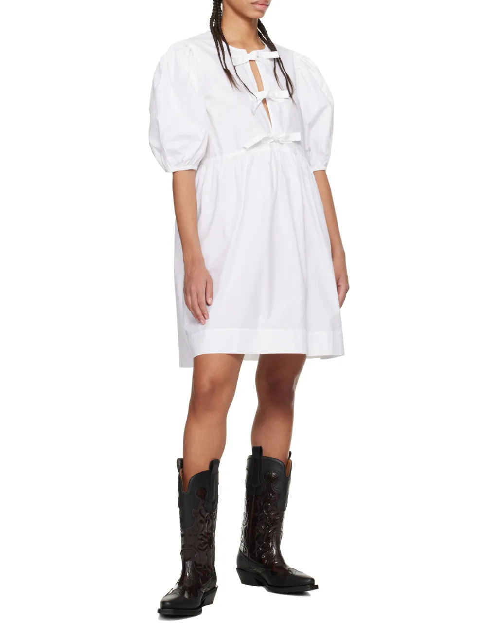 Poplin Tie String Mini Dress