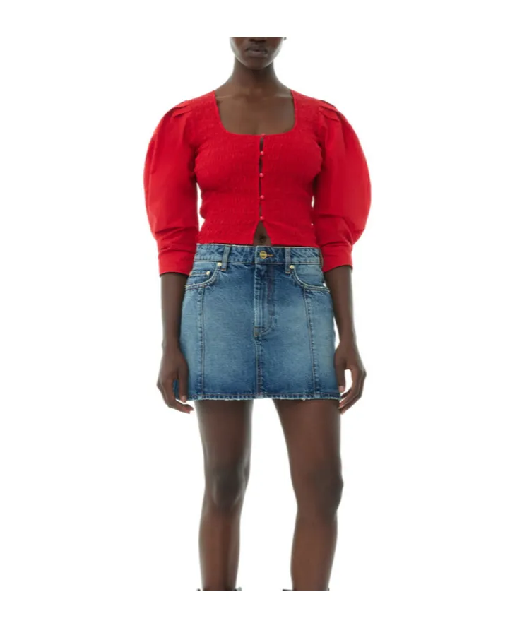 Cotton Poplin Smock Blouse