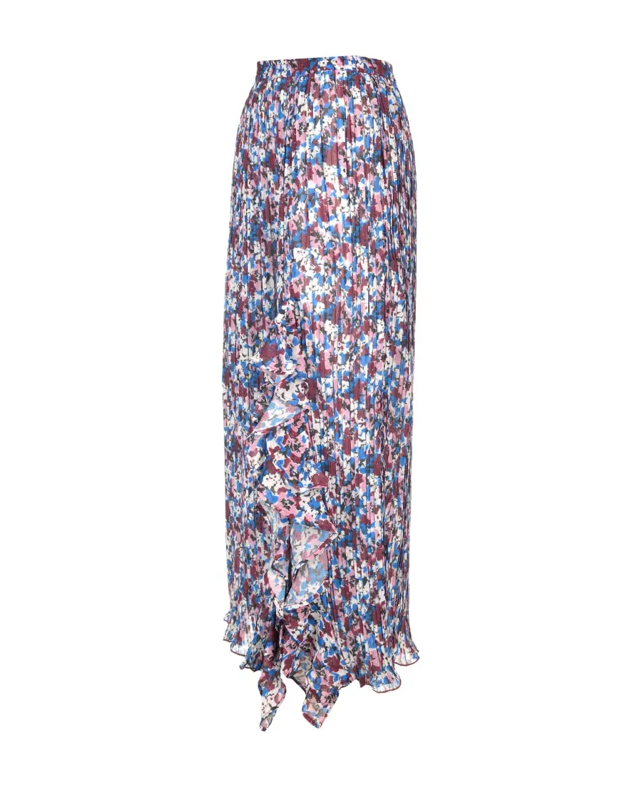 Floral-Printed Ruffled Midi Skirt