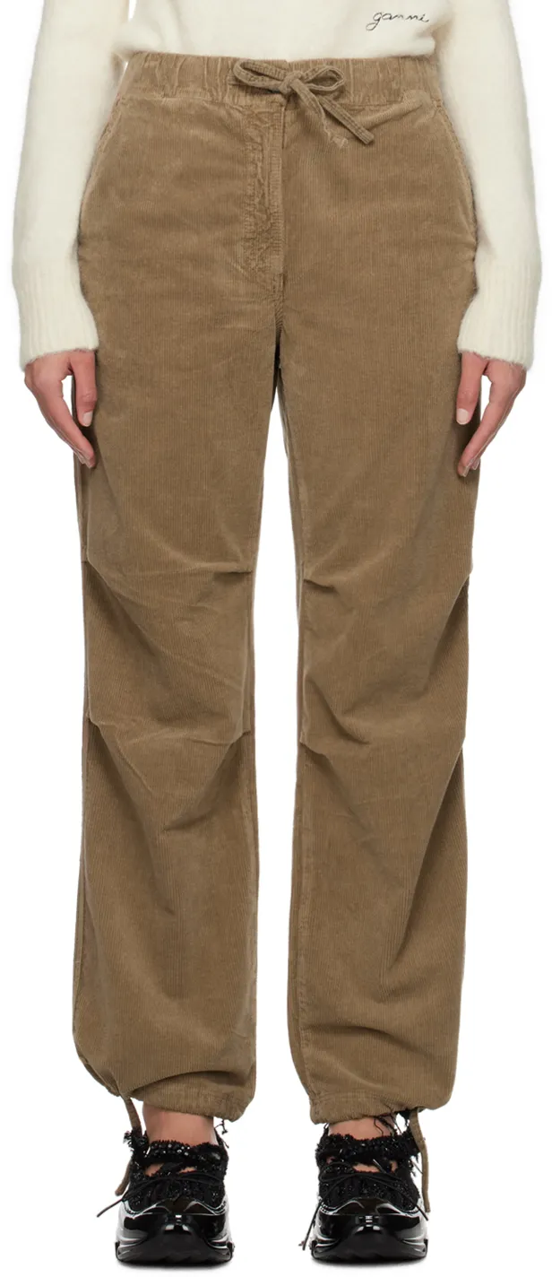 Washed Corduroy Drawstring Trousers