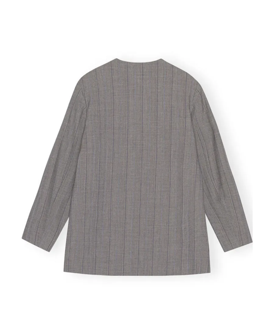 Grey Herringbone Suiting Blazer