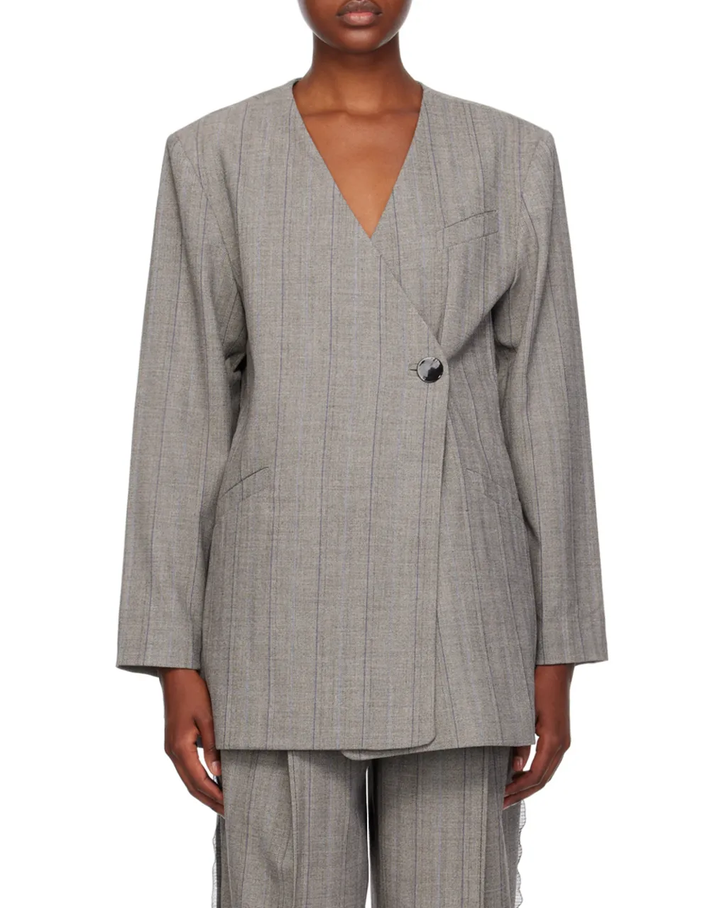 Grey Herringbone Suiting Blazer