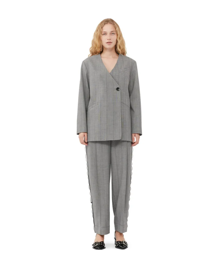 Grey Herringbone Suiting Blazer