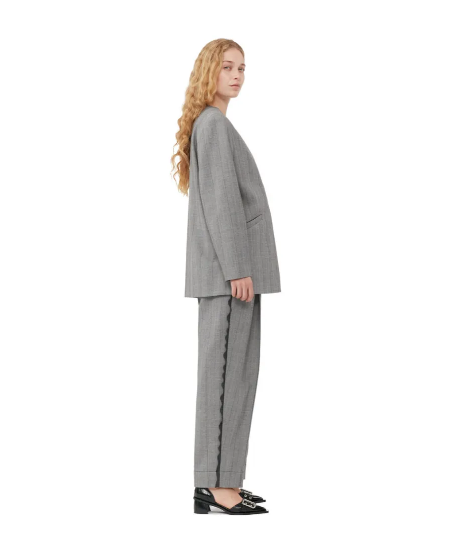 Grey Herringbone Suiting Blazer