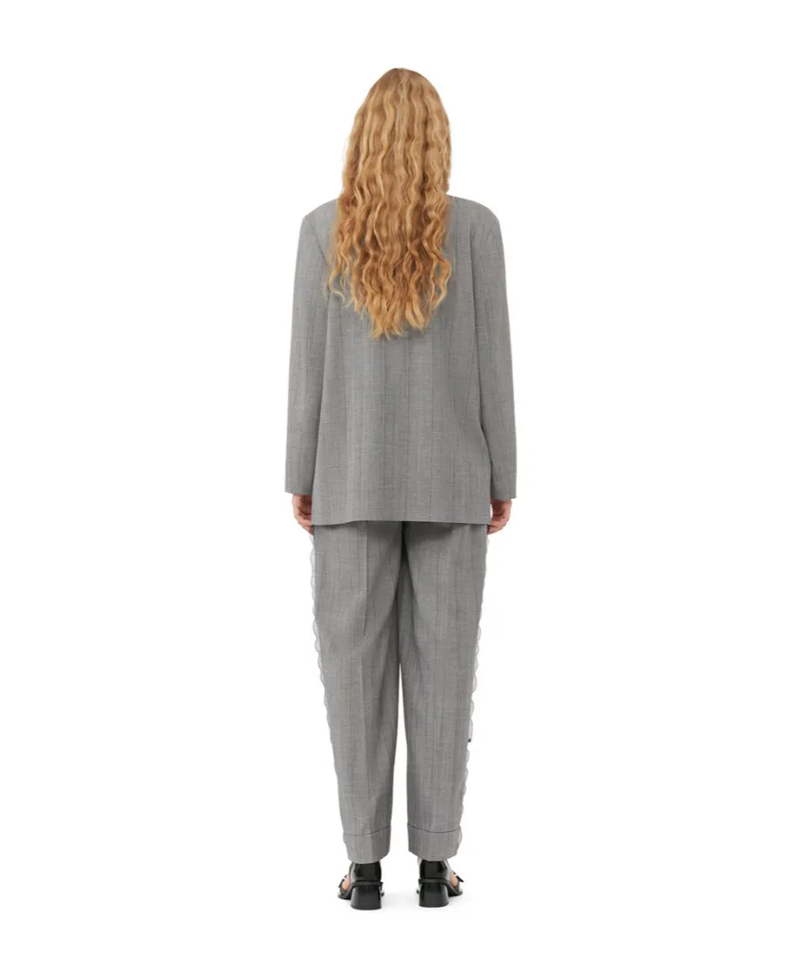 Grey Herringbone Suiting Blazer