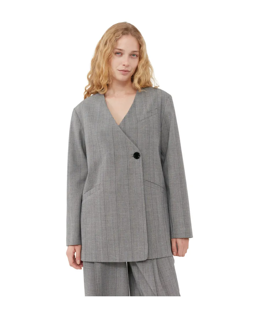 Grey Herringbone Suiting Blazer