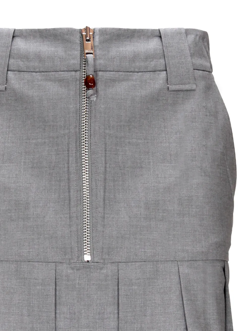 Zip-Up Pleated Mini Skirt