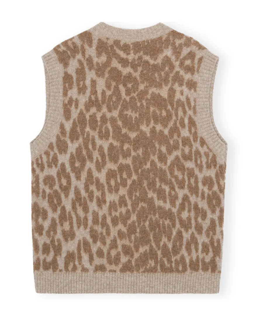 Leopard Jacquard Knitted Vest