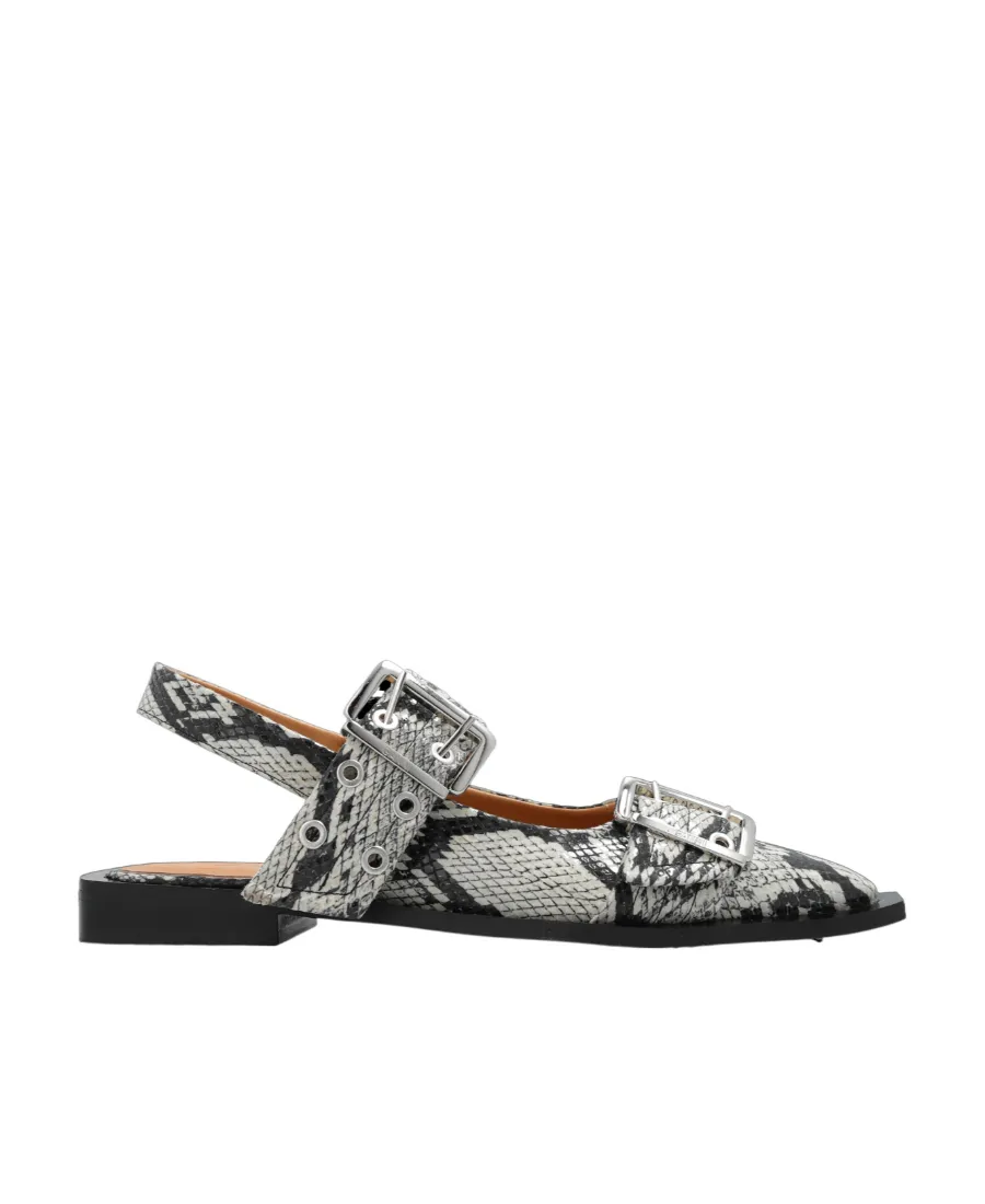 Pointed Toe Buckle Ballerinas