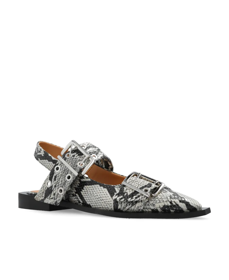 Pointed Toe Buckle Ballerinas