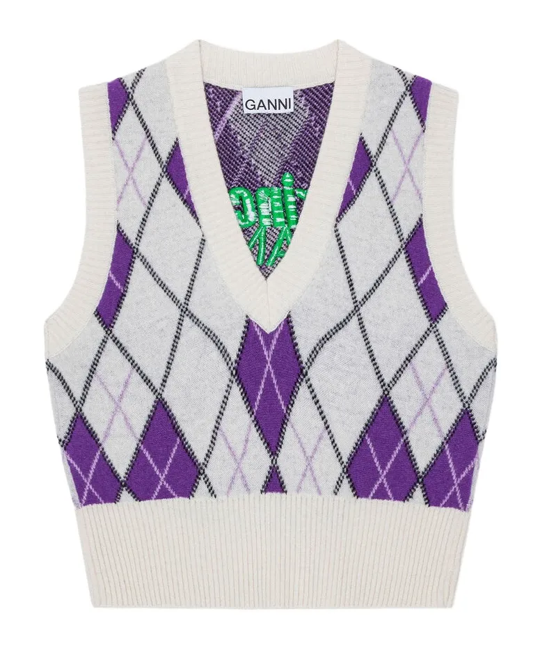 Graphic Harlequin V-Neck Vest